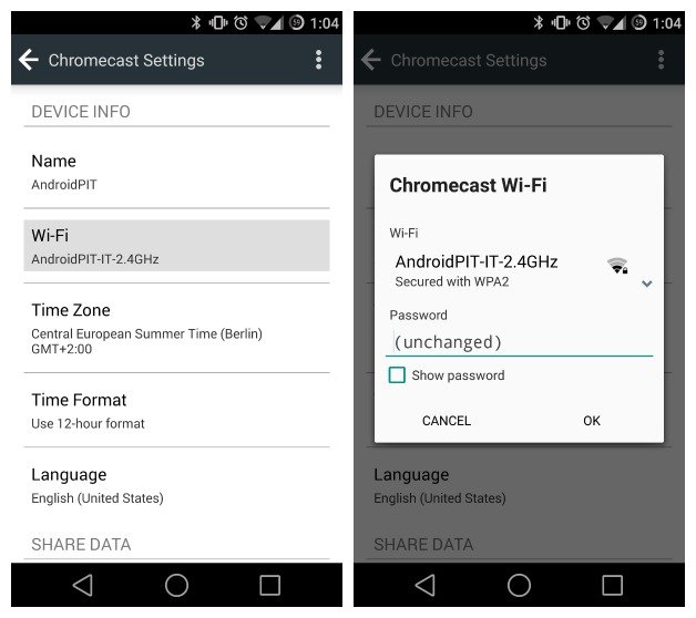 setting up chromecast on a new wifi network