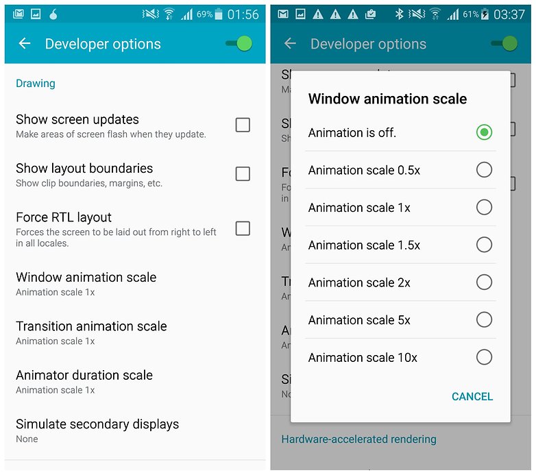 Параметры разработчика AndroidPIT Galaxy Note 4 отключают масштаб анимации