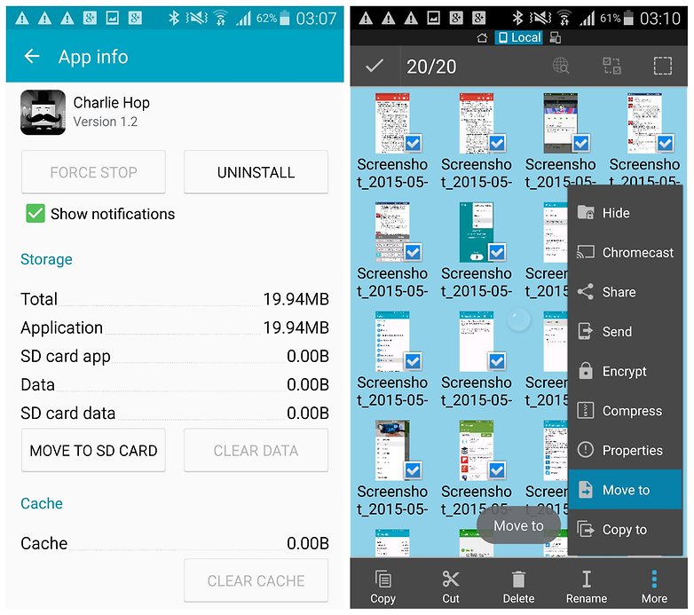 AndroidPIT Galaxy Note 4 перемещает изображения приложений на SD-карту