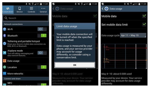 AndroidPIT Galaxy S4 Set Data Limit