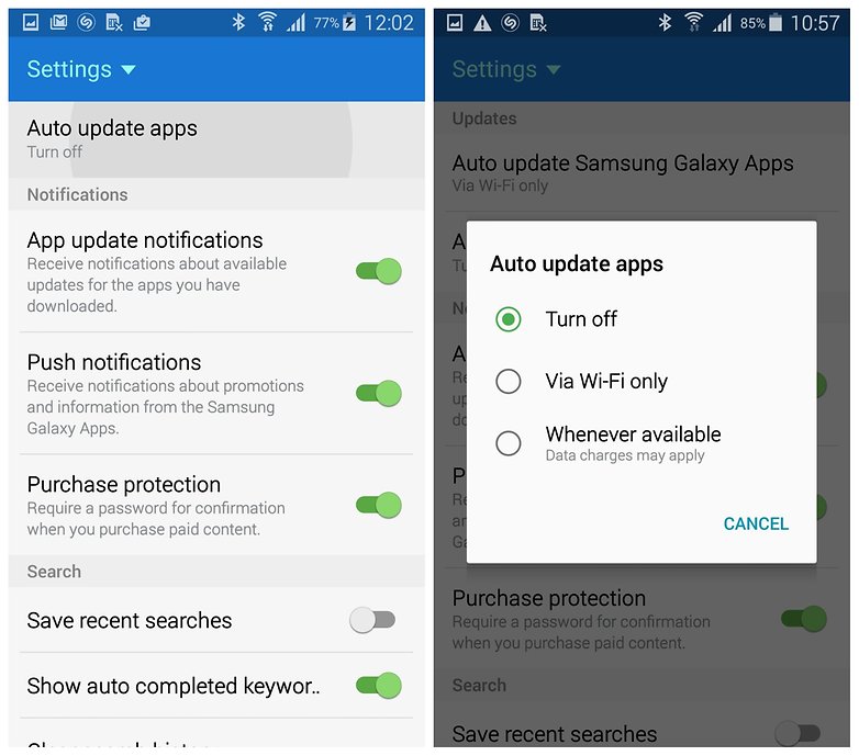 AndroidPIT Galaxy S5 TouchWiz Galaxy Apps с автоматическим обновлением приложений