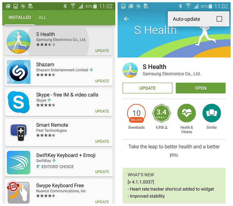 AndroidPIT Galaxy S5 TouchWiz Play Store S Health автоматически обновляется