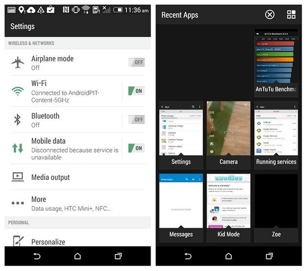 AndroidPIT HTC One E8 Settings Recents