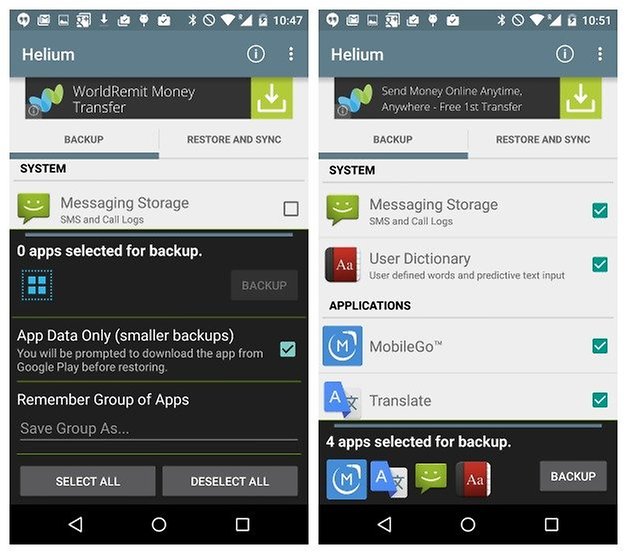 AndroidPIT Helium Backup app data only app backup