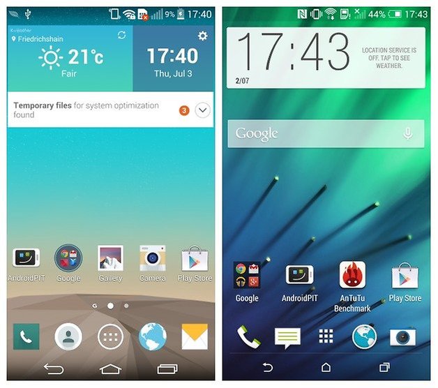 AndroidPIT LG G3 HTC One M8 homescreen