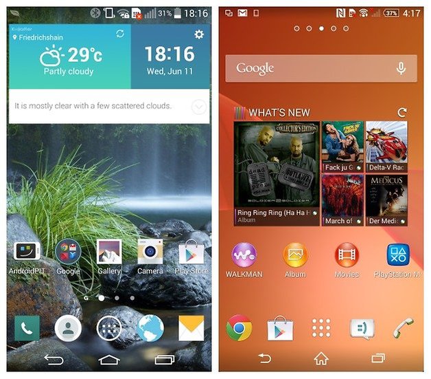 AndroidPIT LG G3 Sony Xperia Z2 homescreen