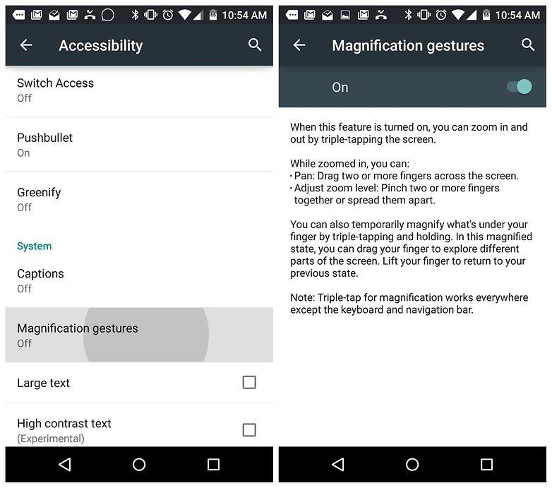 Gols de ampliação das configurações de acessibilidade do Google Lollipop