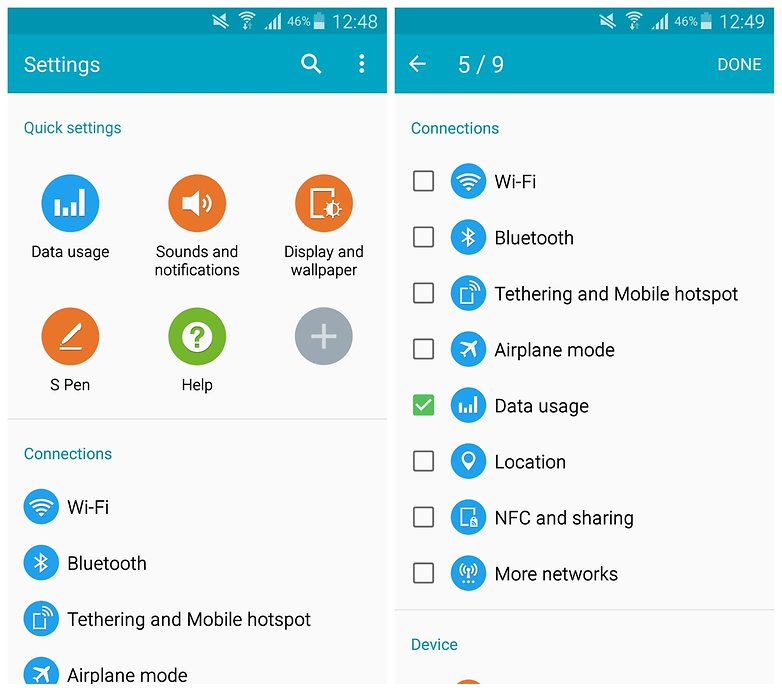 AndroidPIT Note 4 settings quick options w782