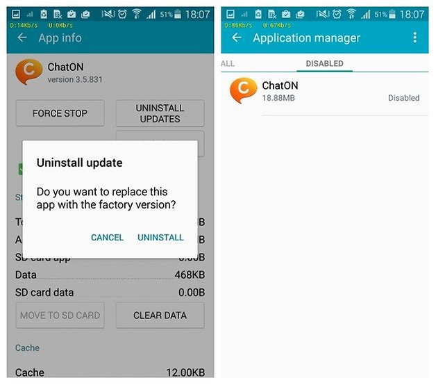 AndroidPIT Samsung Galaxy S5 Application Manager ChatOn disable app удалить обновления