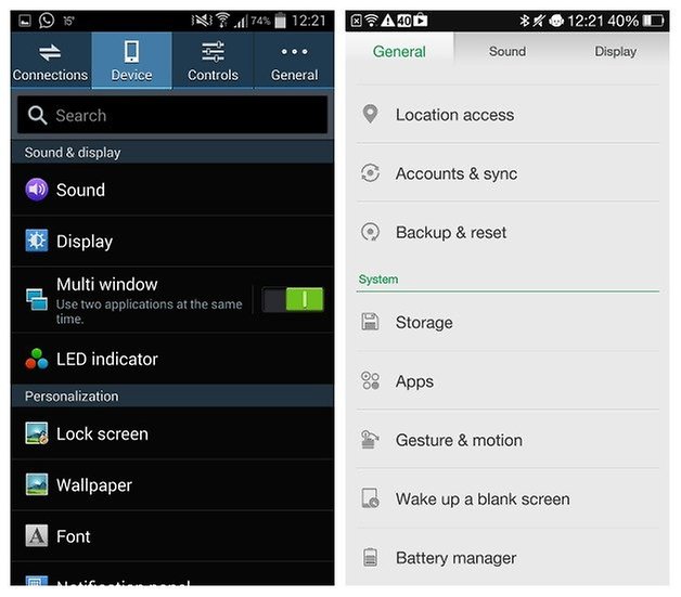 AndroidPIT TouchWiz ColorOS Settings