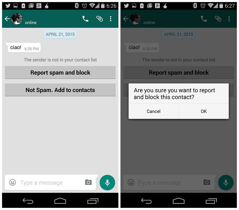 AndroidPIT WhatsApp block number report as spam