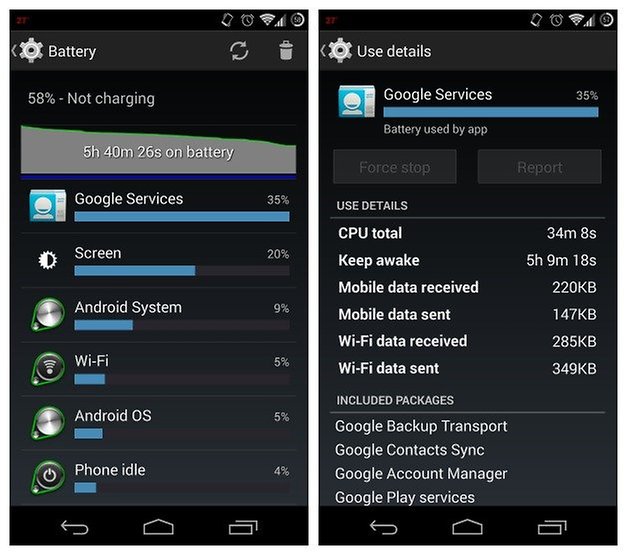 AndroidPIT battery usage google services