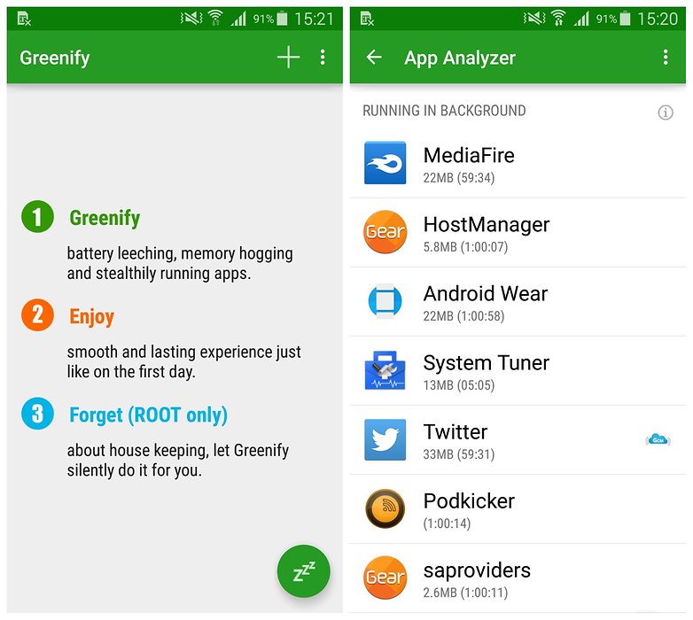 AndroidPIT Samsung Galaxy S5 TouchWiz: экологизация приложений для гибернации