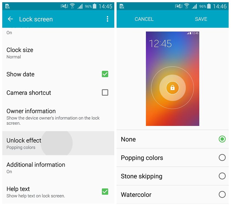 AndroidPIT Samsung Galaxy S5 TouchWiz эффект разблокировки нет