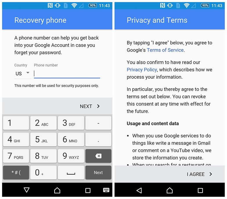 AndroidPIT Создайте новую учетную запись Google, конфиденциальность номера телефона