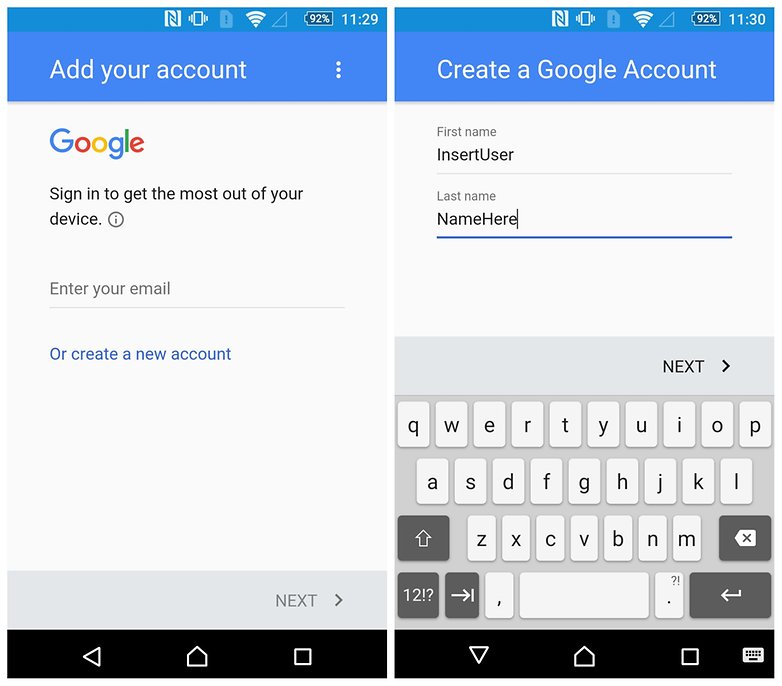 AndroidPIT Создать новую учетную запись Google
