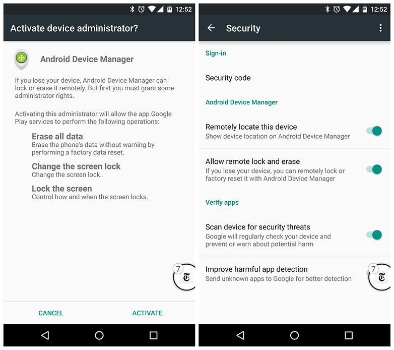 Google+ активировать Android Device Manager