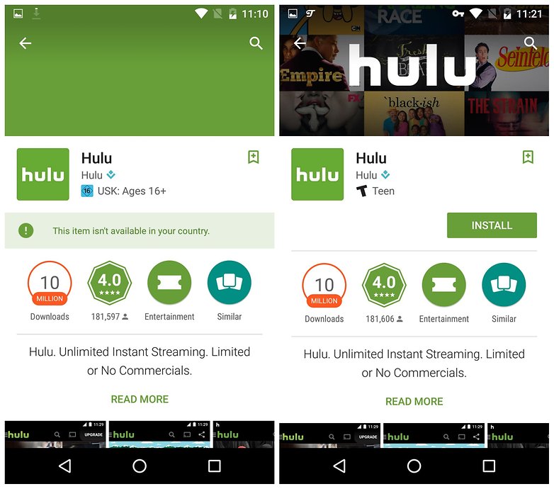 AndroidPIT устанавливает ограничение по региону hulu