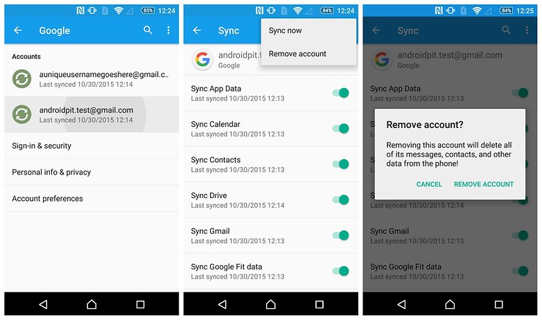 android remove google account