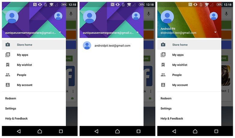 AndroidPIT переключить учетную запись Google в магазине Google Play