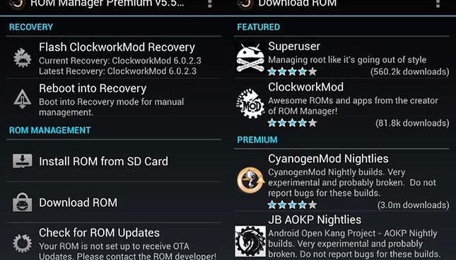 ROM Manager e Helium voltam à Play Store