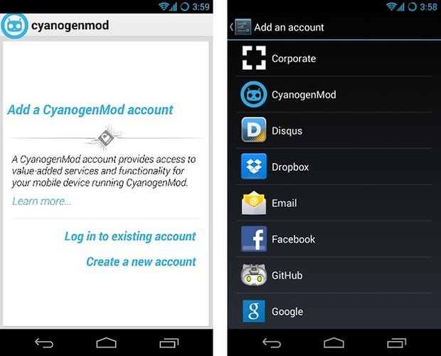 CyanogenMod accounts neu