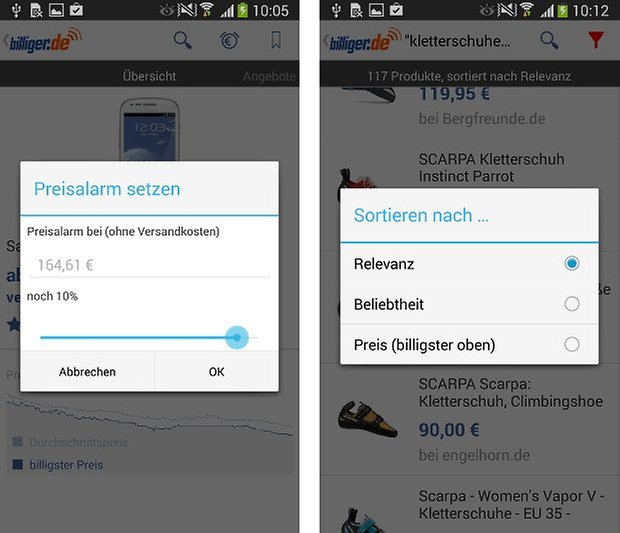 app billiger de screenshot 02 preisalarm