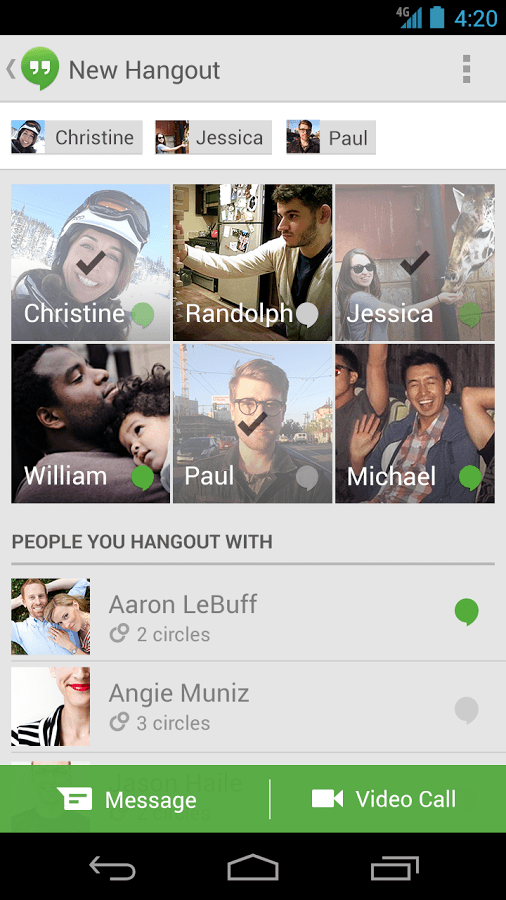 google apps hangout screenshot