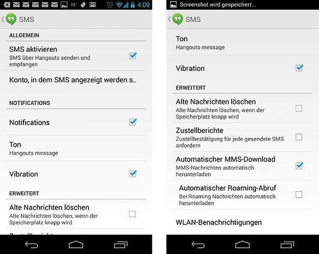 google hangouts screenshot sms einstellungen 02