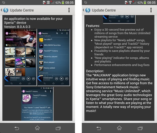 sony walkmann app screenshot