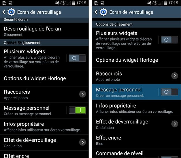 ecran verrouillage message