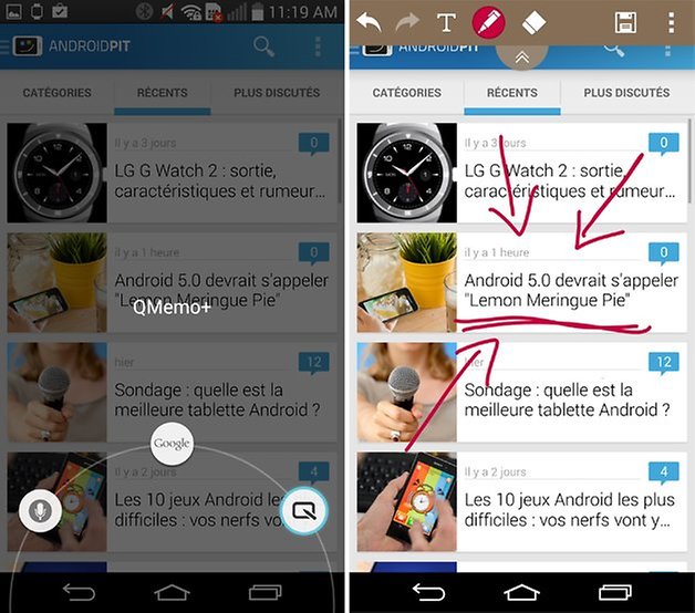 lg g3 screenshot qmemo