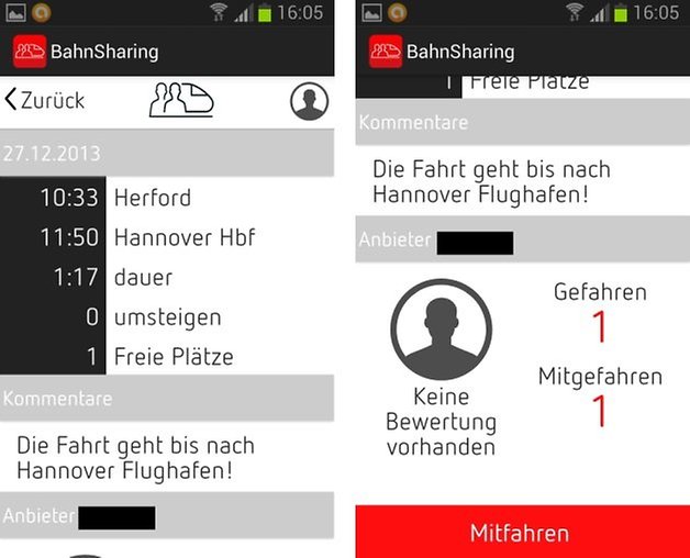 bahnsharing routeundmitfahrerinfo