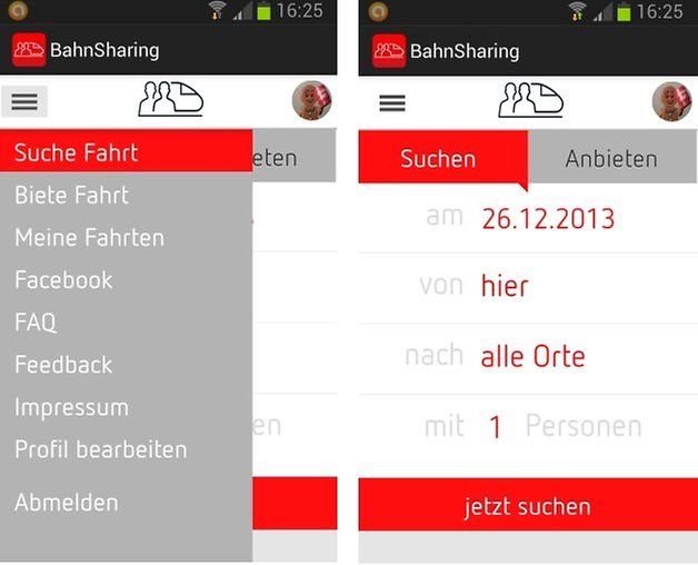 bahnsharing suchmaske menue