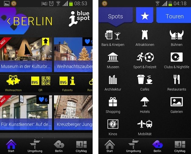 cityguide Menue
