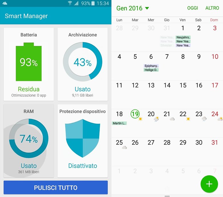 Galaxy A3 calendar
