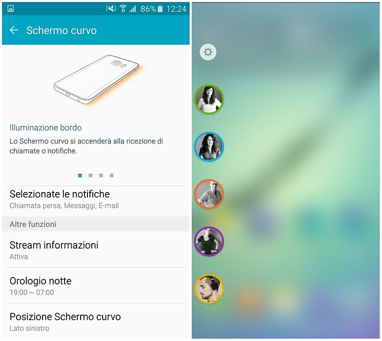 Galaxy edge schermo curvo