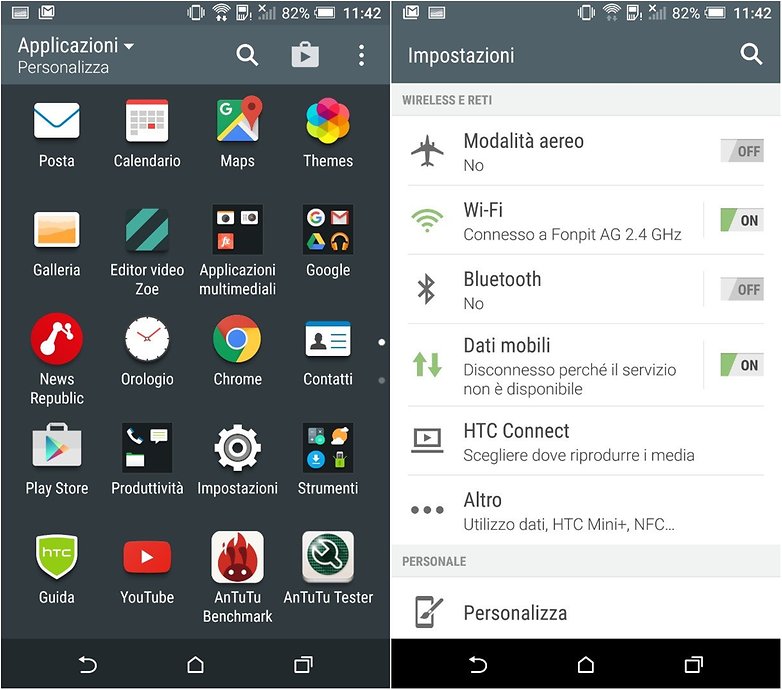 HTC One A9 interfaccia sense
