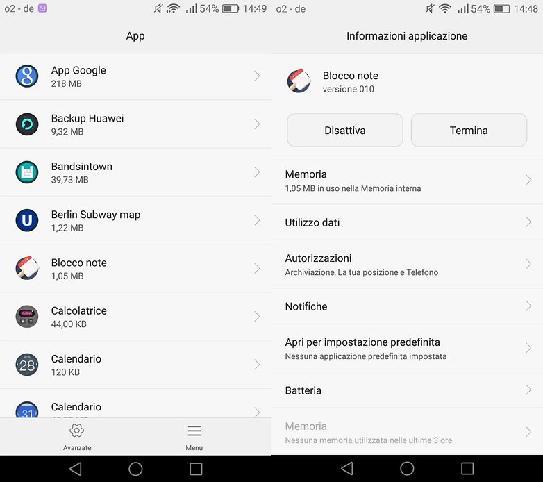 disattivare app uno