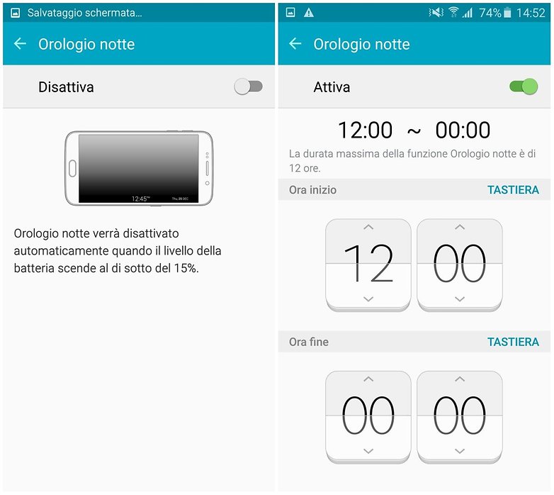 galaxy s6 orologio notte