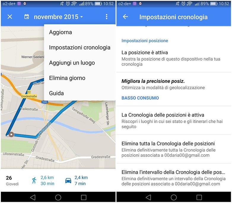google cronologia posizioni