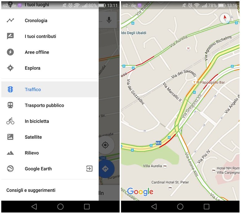 google maps traffico