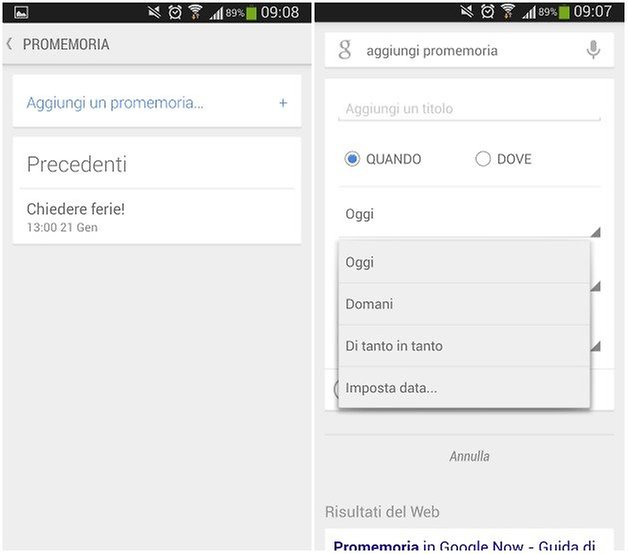 google now promemoria