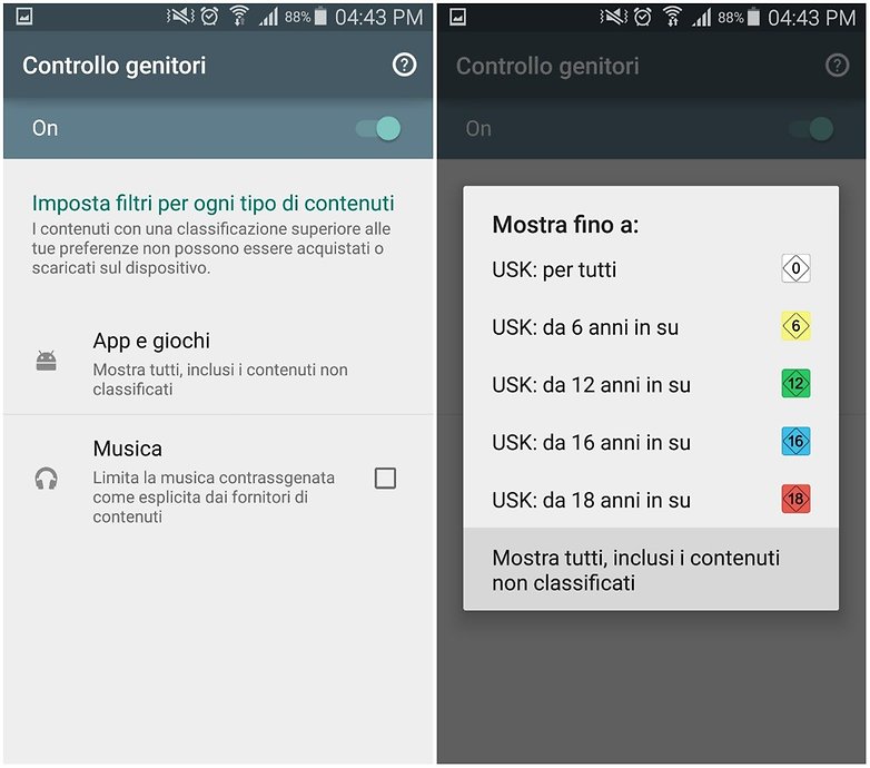google play store controllo genitori