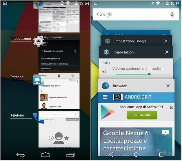 kitkat lollipop app recenti