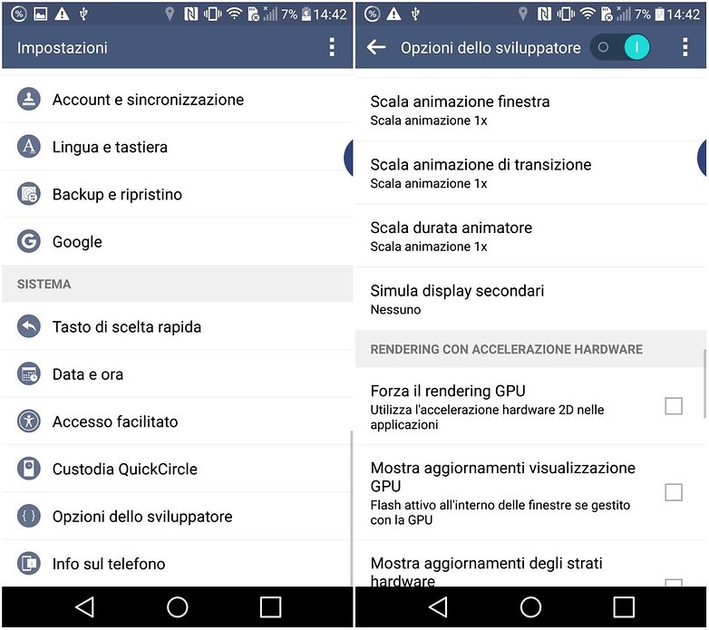 lg g4 opzioni sviluppatore