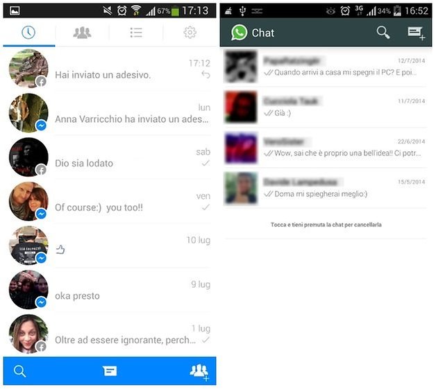 messenger whatsapp interfaccia