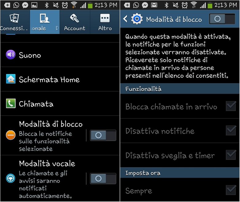 modalita blocco s4 mini