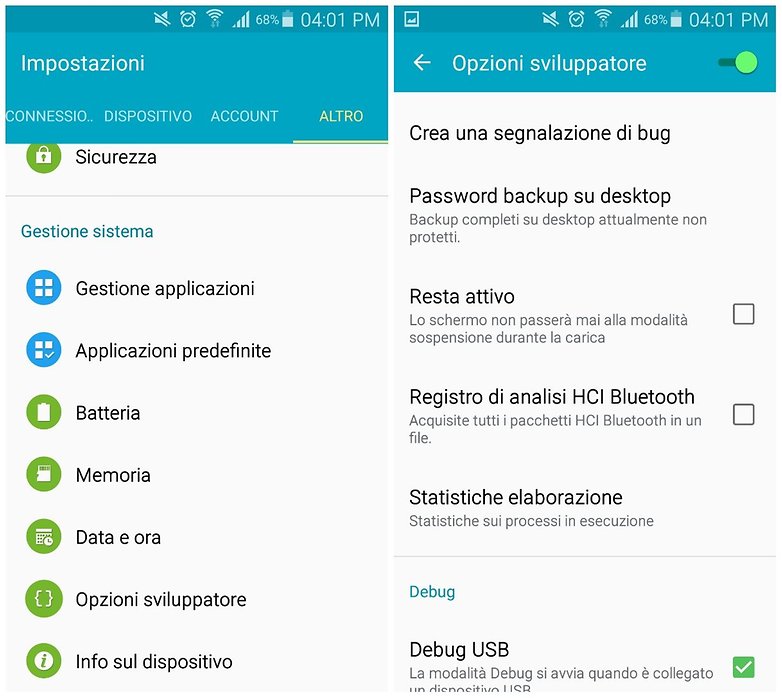 opzioni sviluppatore lollipop