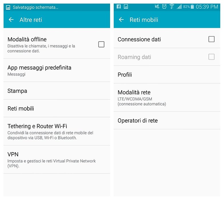 roaming dati IT impostazioni